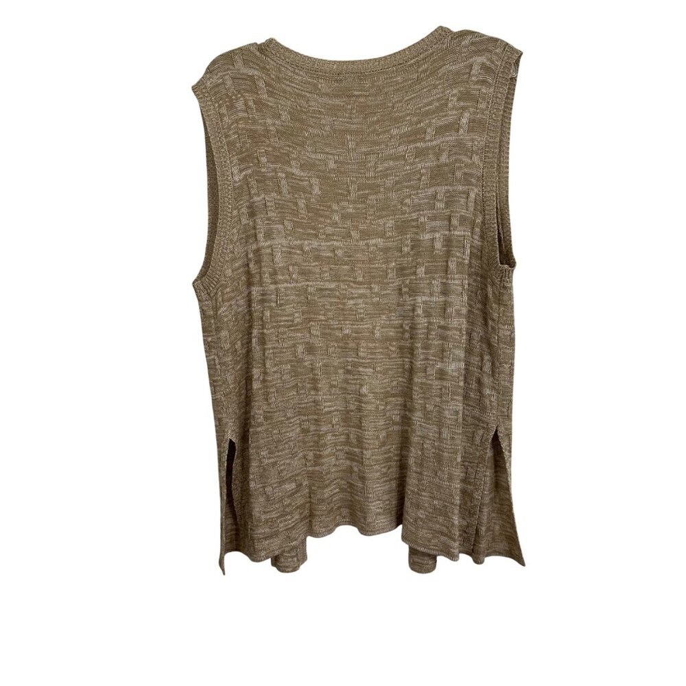 Salon Studio Tan & White Basket Weave Knit Sleeveless Vest SZ XX Academia Preppy - Picture 3 of 8